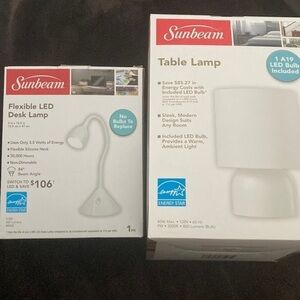 Sunbeam LED Table Lamp and Flexible Desk Lamp (white)